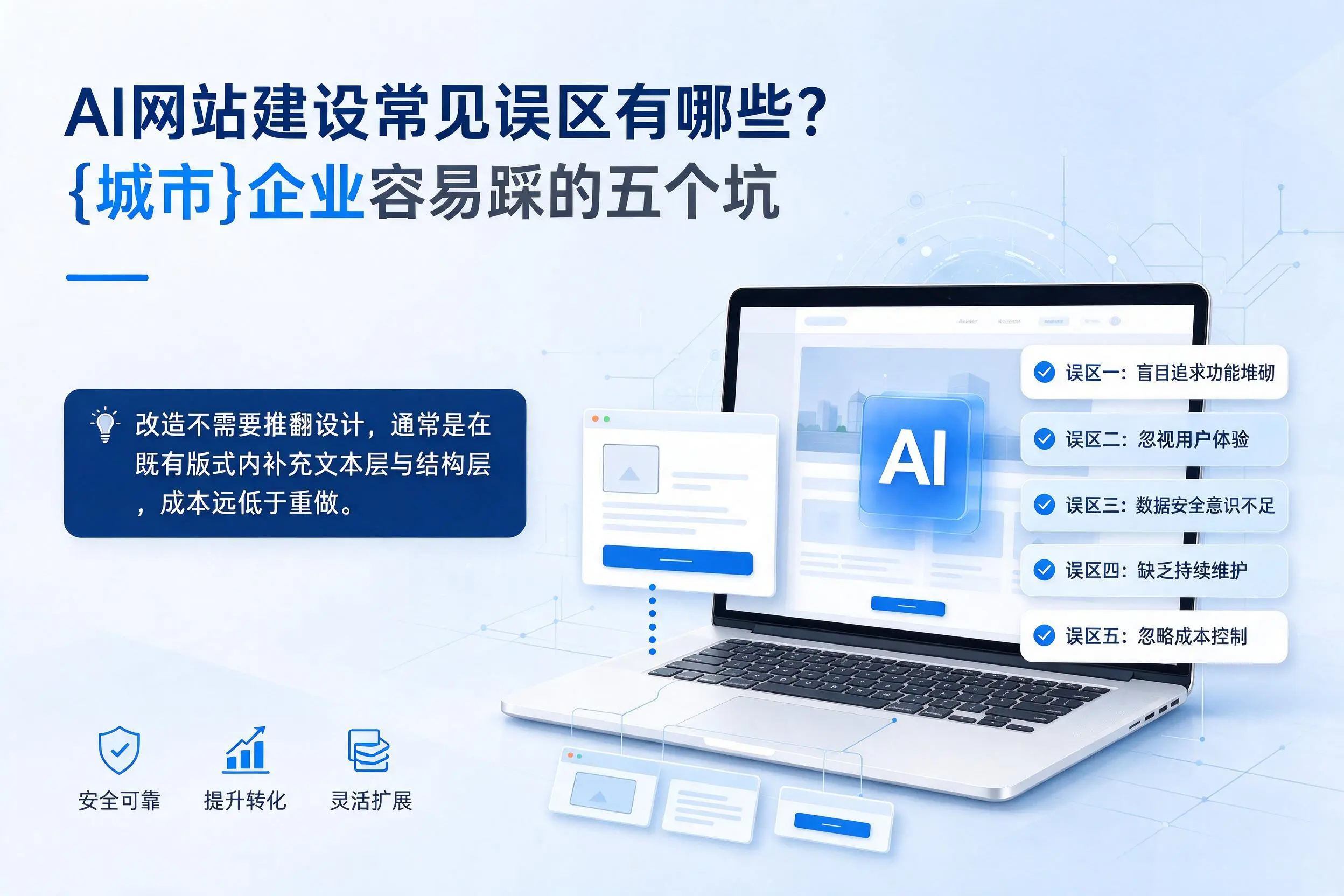 AI网站建设常见误区有哪些?乌鲁木齐企业容易踩的五个坑